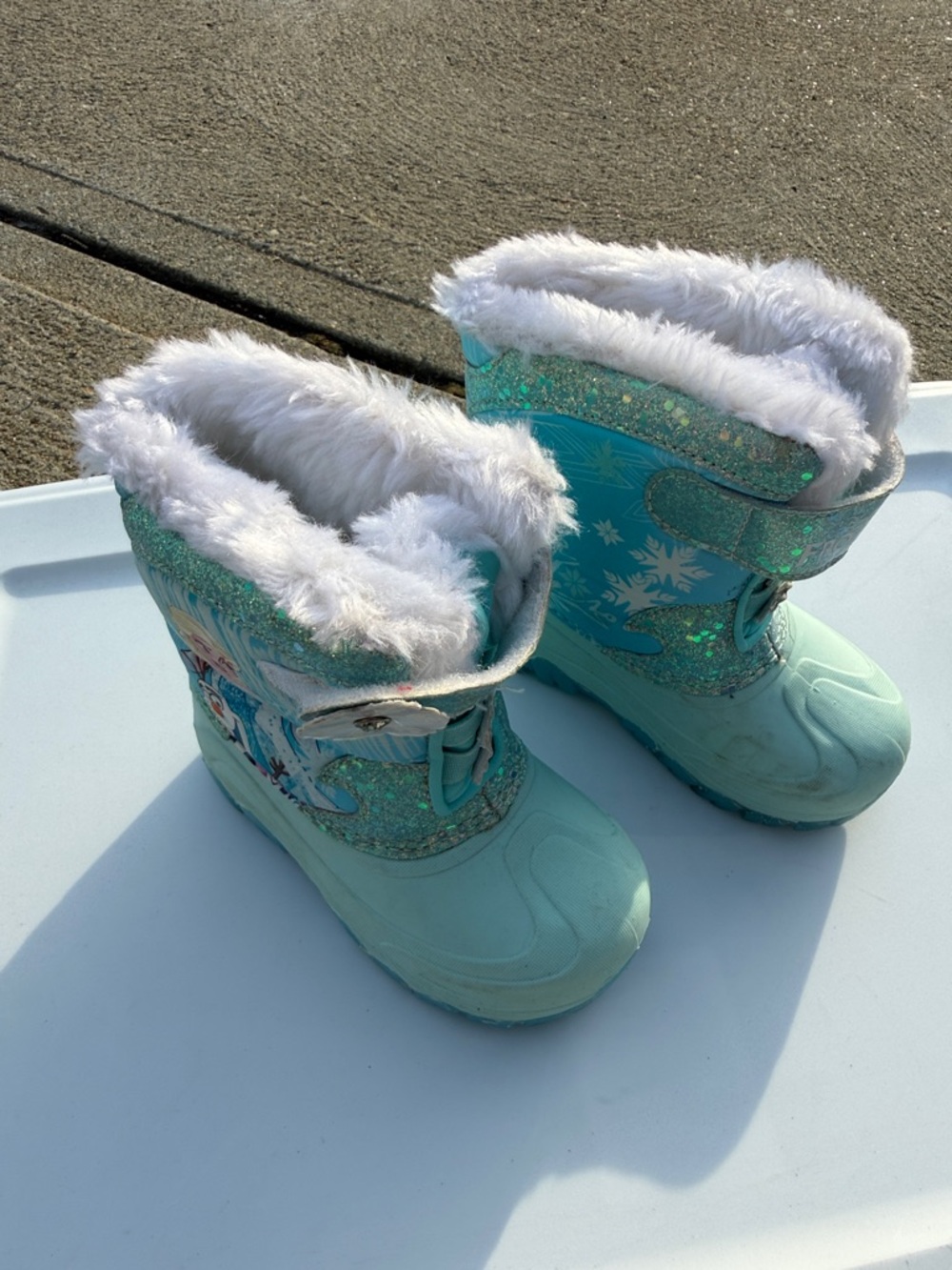 Kids Glitter Snow Boots with Faux Fur Lining - Teal Blue